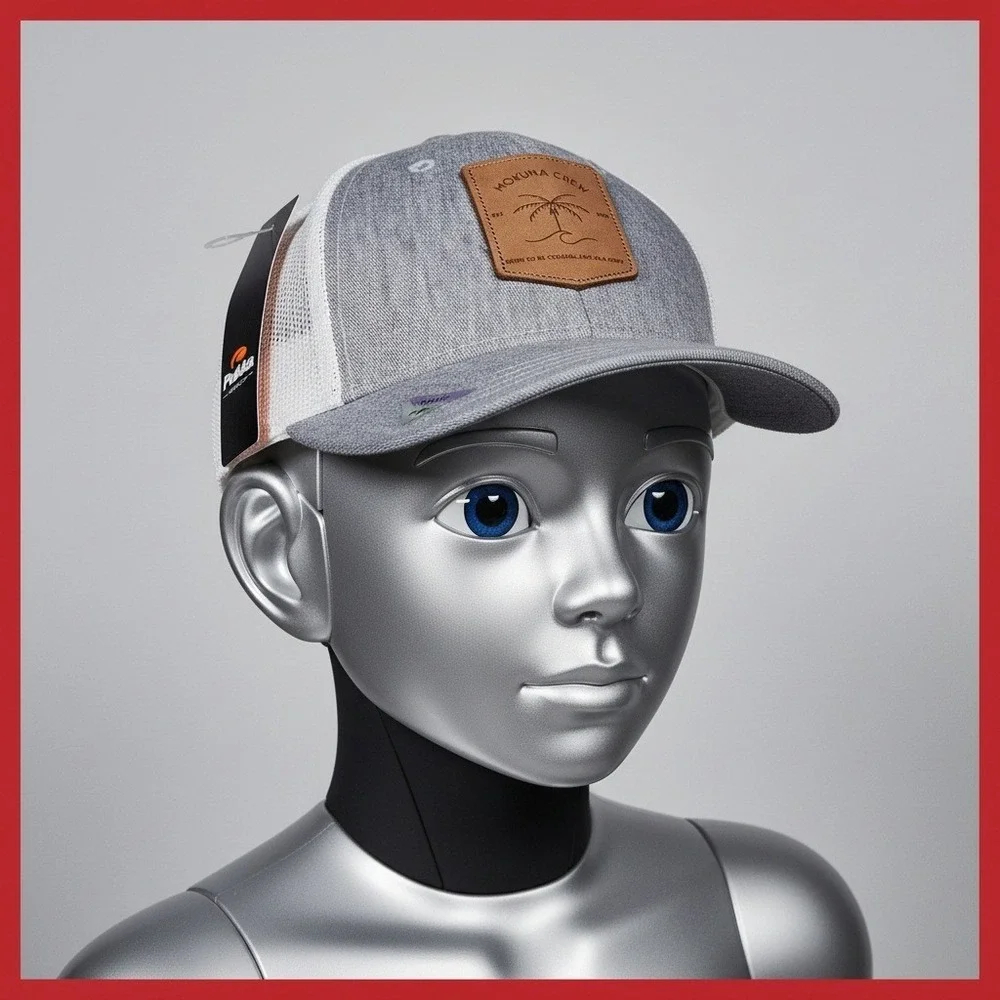 Mokuna Crew Kids Hat Trucker Gray White Mesh Tree Patch Snapback Childs‎ Girls